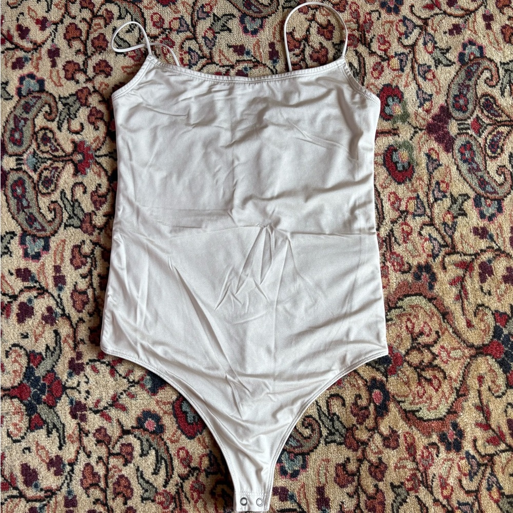 Abercrombie Satin Cami Bodysuit in cream